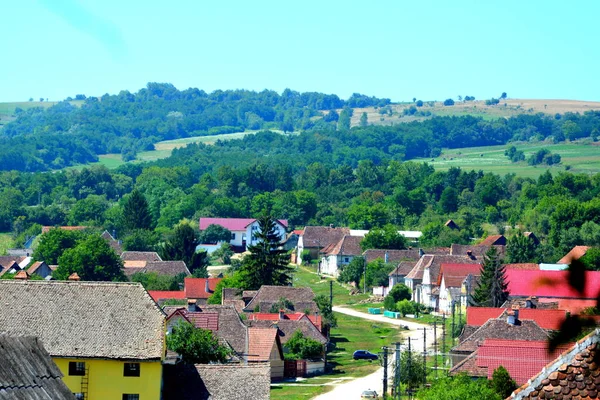 Typical Rural Landscape Peasant Houses Cincu Grossschenk Transylvania Romania Settlement — Stock Photo, Image