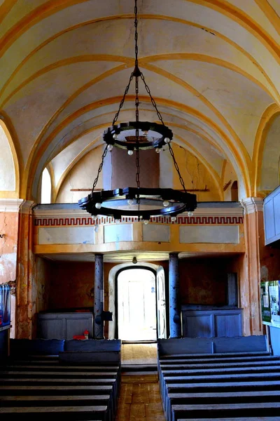 Intérieur Église Évangélique Saxonne Fortifiée Médiévale Veseud Zied Trouve Village — Photo