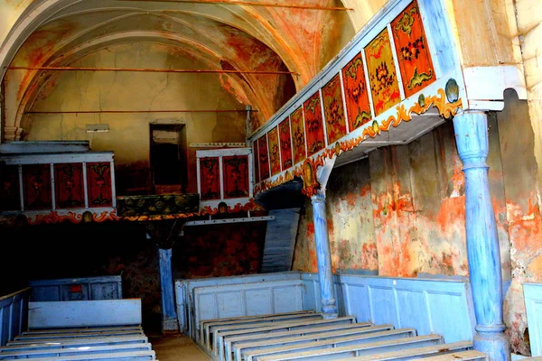 Romjai Belül Erődített Középkori Szász Evangélikus Egyház Vrd Furcsa Viert — Stock Fotó