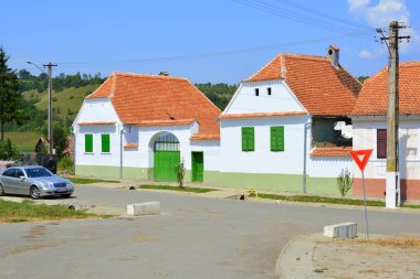 Veseud, Zied, Komün Chirpr Sibiu County, Transilvanya, Romanya, köyde tipik kırsal manzara ilk 1379 içinde karşımıza. Köylü evleri.