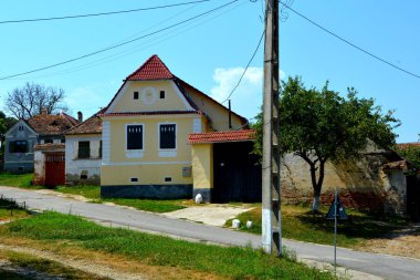 Veseud, Zied, Komün Chirpr Sibiu County, Transilvanya, Romanya, köyde tipik kırsal manzara ilk 1379 içinde karşımıza. Köylü evleri.