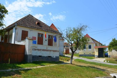 Veseud, Zied, Komün Chirpr Sibiu County, Transilvanya, Romanya, köyde tipik kırsal manzara ilk 1379 içinde karşımıza. Köylü evleri.