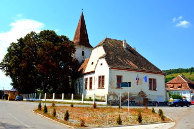 Tipik kırsal manzara ve köylü evler Vrd, tuhaf, Viert, Sakson köyde komün Chirpr Sibiu County, Transilvanya, Romanya