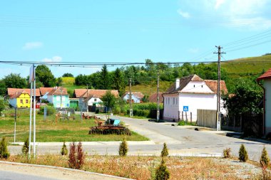 Tipik kırsal manzara ve köylü evler Vrd, tuhaf, Viert, Sakson köyde komün Chirpr Sibiu County, Transilvanya, Romanya