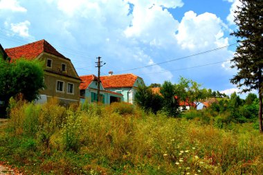 Dealu Frumos, Schoenberg, Merghindeal komün Sibiu County, Transilvanya, Romanya bir köyde evler tipik kırsal manzara ve köylü. İlk geri kalma 1280 için Satılık-satın alma eyleminde belirtilmiştir.