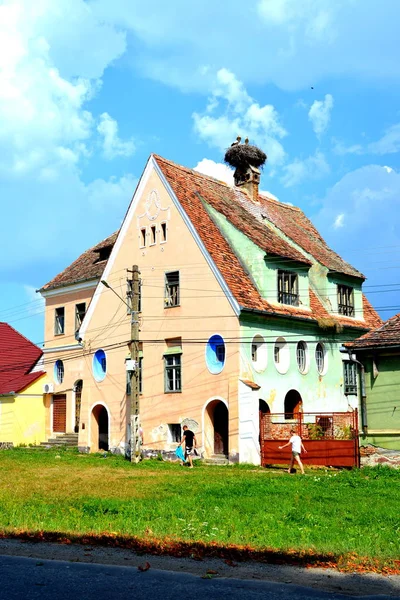 Typical Rural Landscape Peasant Houses Dealu Frumos Schoenberg Village Merghindeal — Stock Photo, Image