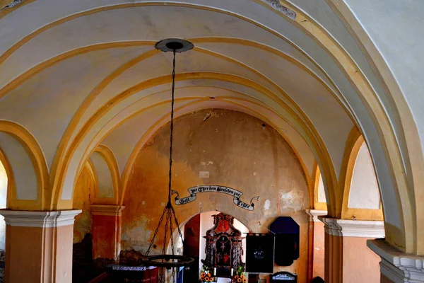Erődített Középkori Szász Evangélikus Egyház Veseud Belüli Szandra Község Romániában — Stock Fotó