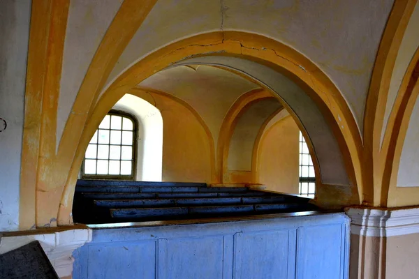 Uvnitř Opevněné Středověké Saské Evangelického Kostela Veseud Lucie Vesnice Obci — Stock fotografie