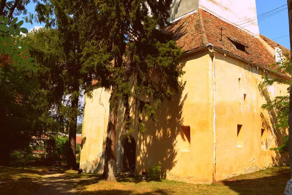 Befestigte Mittelalterliche Sächsische Evangelische Kirche Agnita Agnetheln Erstmals Einer Sächsischen — Stockfoto