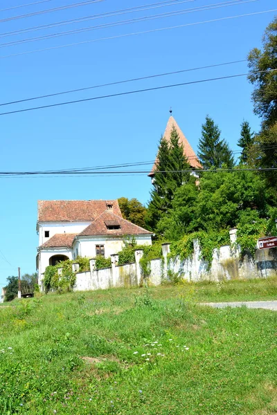 Wzmocnione Średniowiecznych Saksońskiej Kościół Ewangelicki Wsi Somartin Martinsberg Mrtelsberg Transylwania — Zdjęcie stockowe