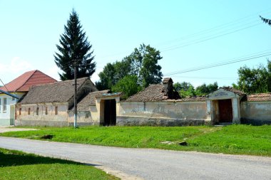 Bruiu - Braller, Sibiu County, Transilvanya, Romanya bir komün içinde evler tipik kırsal manzara ve köylü. Yerleşim 12. yüzyılda ortasında Sakson kolonistler tarafından kuruldu
