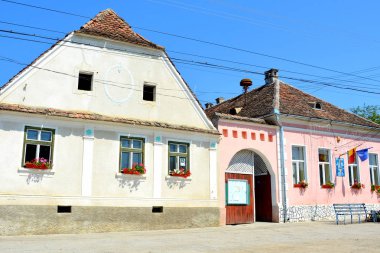 Bruiu - Braller, Sibiu County, Transilvanya, Romanya bir komün içinde evler tipik kırsal manzara ve köylü. Yerleşim 12. yüzyılda ortasında Sakson kolonistler tarafından kuruldu