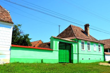 Bruiu - Braller, Sibiu County, Transilvanya, Romanya bir komün içinde evler tipik kırsal manzara ve köylü. Yerleşim 12. yüzyılda ortasında Sakson kolonistler tarafından kuruldu