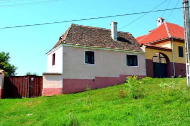 Tipik kırsal manzara ve köylü Somartin, Martinsberg, Mrtelsberg, Transilvanya, Romanya köyde evler. Yerleşim 12. yüzyılda ortasında Sakson kolonistler tarafından kuruldu