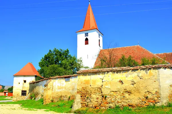 Fortified Medieval Saxon Church Bruiu Braller Commune Sibiu County Transylvania — Stock Photo, Image