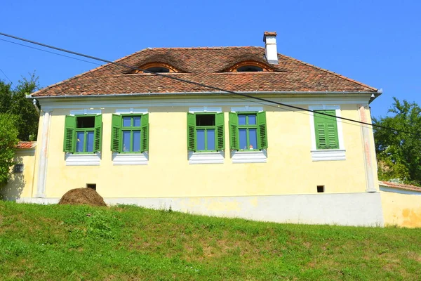 Typical Rural Landscape Peasant Houses Village Somartin Martinsberg Mrtelsberg Transylvania — Stock Photo, Image