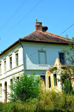 Tipik kırsal manzara ve köylü Somartin, Martinsberg, Mrtelsberg, Transilvanya, Romanya köyde evler. Yerleşim 12. yüzyılda ortasında Sakson kolonistler tarafından kuruldu