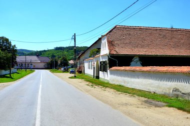 Tipik kırsal manzara ve köylü evlerde Cincsor-Kleinschenk, Transilvanya, Romanya. Yerleşim 12. yüzyılda ortasında Sakson kolonistler tarafından kuruldu