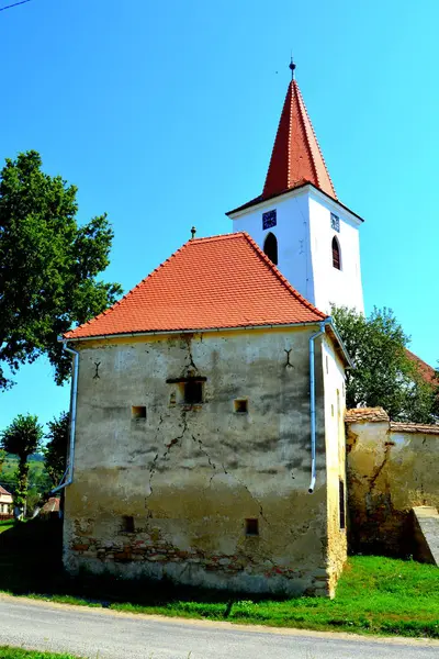 要塞化された中世ザクセン教会 Bruiu Braller トランシルヴァニア ルーマニア シビウ県のコミューン 決済は 世紀の半ばにサクソンの入植者によって設立されました — ストック写真