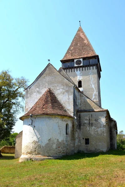 Ufortyfikowanego Średniowiecznego Saksońskiej Kościół Ewangelicki Wsi Toarcla Tartlau Transylwania Rumunia — Zdjęcie stockowe