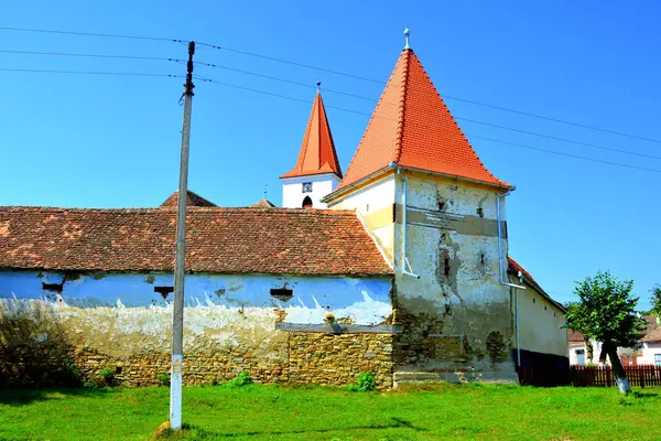 Fortified Medieval Saxon Church Bruiu Braller Commune Sibiu County Transylvania — Stock Photo, Image