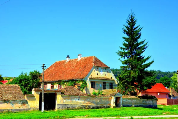 Typical Rural Landscape Peasant Houses Bruiu Braller Commune Sibiu County — Stock Photo, Image