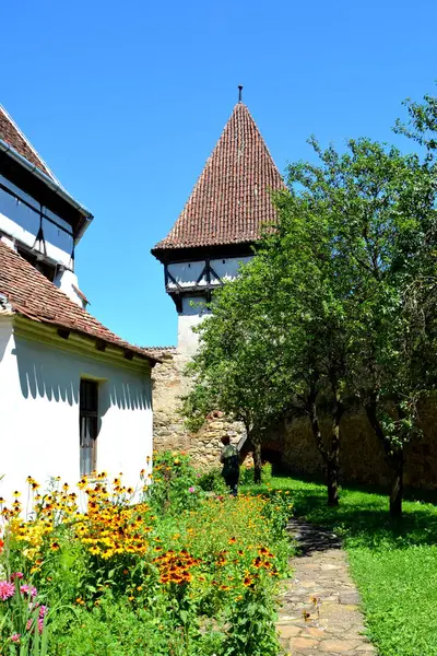 Eglise Saxonne Médiévale Fortifiée Cincsor Kleinschenk Comté Sibiu Transylvanie Roumanie — Photo