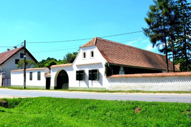 Tipik kırsal manzara ve köylü evlerde Cincsor-Kleinschenk, Transilvanya, Romanya. Yerleşim 12. yüzyılda ortasında Sakson kolonistler tarafından kuruldu