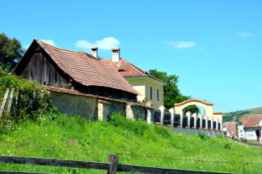 Tipik kırsal manzara ve köylü evlerde Jibert, Transilvanya, Romanya. Yerleşim 12. yüzyılda ortasında Sakson kolonistler tarafından kuruldu