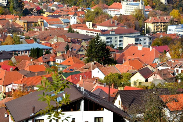 Colores Otoñales Paisaje Urbano Típico Ciudad Brasov Una Ciudad Situada — Foto de Stock