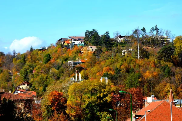 Höstens Färger Typiska Urbana Landskapet Staden Brasov Stad Belägen Transsylvanien — Stockfoto