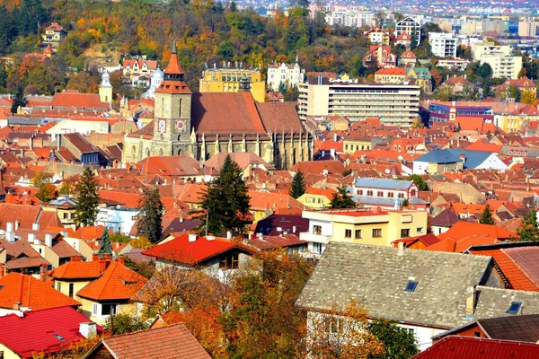 Herfstkleuren Typisch Stedelijke Landschap Van Stad Brasov Een Stadje Transsylvanië — Stockfoto