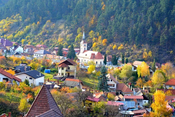 Colores Otoñales Paisaje Urbano Típico Ciudad Brasov Una Ciudad Situada —  Fotos de Stock