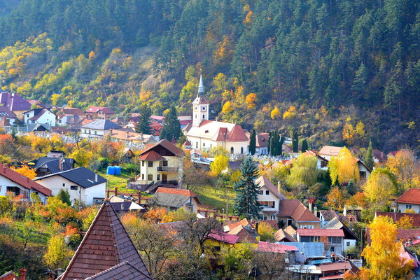 Autumn colours. Typical urban landscape of the city Brasov, a town situated in Transylvania, Romania, in the center of the country