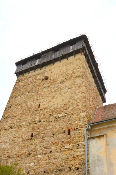 Versterkte Middeleeuwse Saksische Kerk Het Dorp Barcut Bekokten Brekolten Transsylvanië — Stockfoto