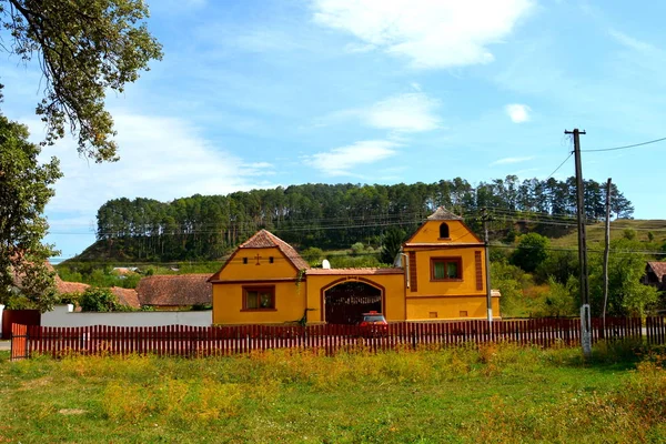 Paisaje Rural Típico Casas Campesinas Bradeni Henndorf Hegendorf Transilvania Rumania — Foto de Stock