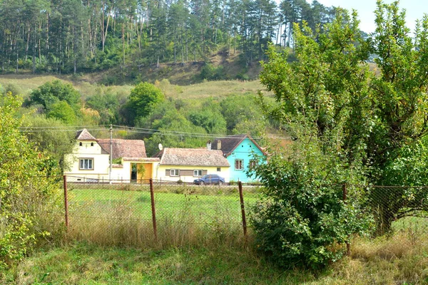 Typische Ländliche Landschaft Und Bauernhäuser Bradeni Henndorf Hegendorf Siebenbürgen Rumänien — Stockfoto