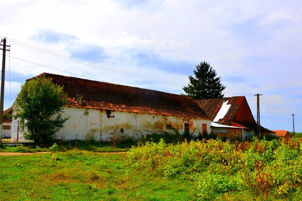 Paisaje Rural Típico Casas Campesinas Bradeni Henndorf Hegendorf Transilvania Rumania —  Fotos de Stock