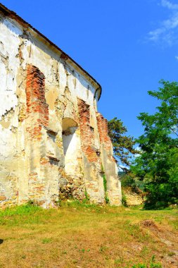 Harabeler. Müstahkem Ortaçağ Sakson evangelic Kilisesi de köyün Felmer, Felmern, Transilvanya, Romanya. Yerleşim 12. yüzyılda ortasında Sakson kolonistler tarafından kuruldu