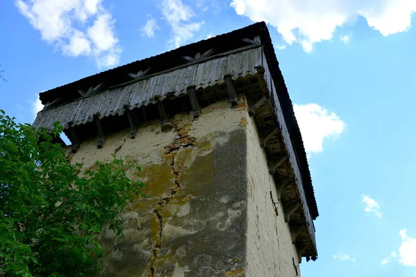 Des Ruines Eglise Évangélique Saxonne Médiévale Fortifiée Dans Village Cobor — Photo