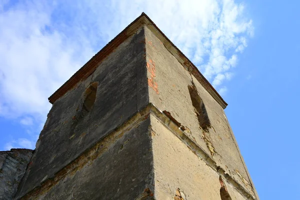 Ruínas Igreja Evangélica Saxão Medieval Fortificada Aldeia Felmer Felmern Transilvânia — Fotografia de Stock