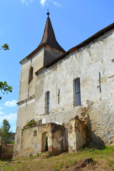 Ruinas Iglesia Evangélica Saxon Medieval Fortificada Pueblo Felmer Felmern Transilvania —  Fotos de Stock