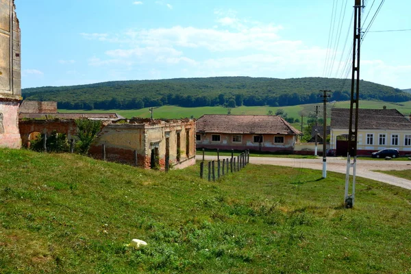 Typická Venkovská Krajina Selské Domy Vesnici Felmer Felmern Sedmihradsko Rumunsko — Stock fotografie