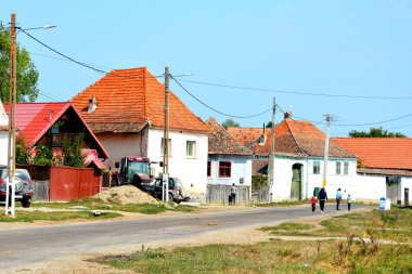 Tipik kırsal manzara ve köylü evlerde köyü Mercheasa, Transilvanya, Romanya. Yerleşim 12. yüzyılda ortasında Sakson kolonistler tarafından kuruldu