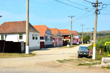 Tipik kırsal manzara ve köylü evlerde köyü Mercheasa, Transilvanya, Romanya. Yerleşim 12. yüzyılda ortasında Sakson kolonistler tarafından kuruldu
