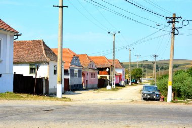 Tipik kırsal manzara ve köylü evlerde köyü Mercheasa, Transilvanya, Romanya. Yerleşim 12. yüzyılda ortasında Sakson kolonistler tarafından kuruldu