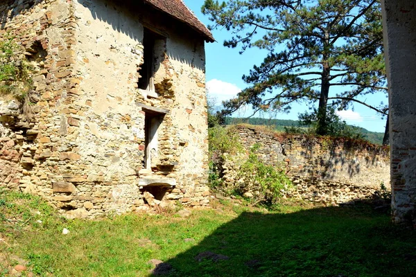 Ruínas Igreja Evangélica Saxão Medieval Fortificada Aldeia Felmer Felmern Transilvânia — Fotografia de Stock