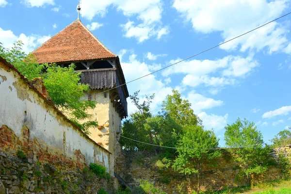 Ruínas Igreja Evangélica Saxão Medieval Fortificada Aldeia Cobor Transilvânia Romênia — Fotografia de Stock