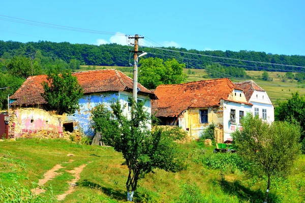 Typische Ländliche Landschaft Und Bauernhäuser Dorf Felmer Felmern Siebenbürgen Rumänien — Stockfoto