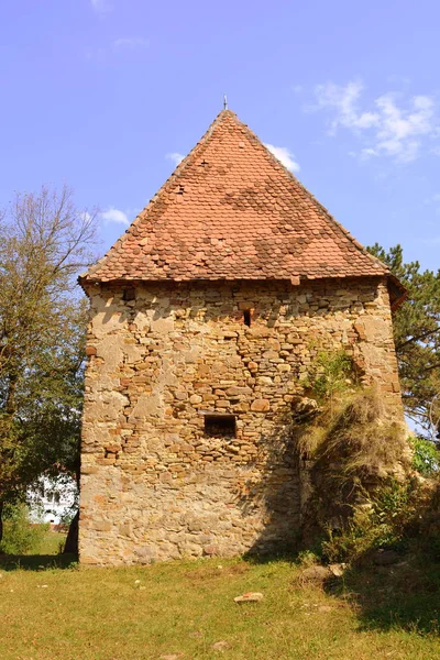 Ruinas Iglesia Evangélica Saxon Medieval Fortificada Pueblo Felmer Felmern Transilvania —  Fotos de Stock